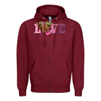 Burgundy valentine's day love highland cow Zipper Hoodie - BarkalooDesign