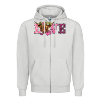 Dove Grey valentine's day love highland cow Zipper Hoodie - BarkalooDesign
