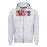 Heather Grey valentine's day love highland cow Zipper Hoodie - BarkalooDesign
