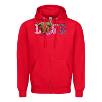 Red valentine's day love highland cow Zipper Hoodie - BarkalooDesign