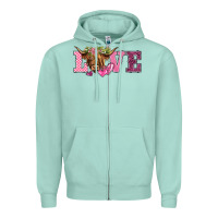 Seafoam valentine's day love highland cow Zipper Hoodie - BarkalooDesign