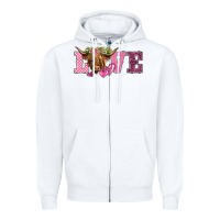 White valentine's day love highland cow Zipper Hoodie - BarkalooDesign