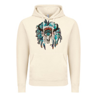 Vintage Artic indian headdress with bull skull Vintage Hoodie - RanaPortraitStore