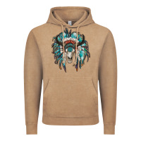 Vintage Coffee indian headdress with bull skull Vintage Hoodie - RanaPortraitStore