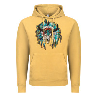 Vintage Mustard indian headdress with bull skull Vintage Hoodie - RanaPortraitStore