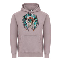 Indian Headdress With Bull Skull Vintage Hoodie | Teevron