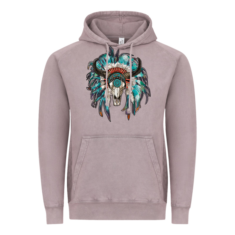 Indian Headdress With Bull Skull Vintage Hoodie by RanaPortraitStore | Teevron