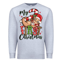 Heather Grey my first christmas cute christmas sloth Premium Sweatshirt - MaliasSmallBusiness