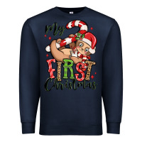 Navy my first christmas cute christmas sloth Premium Sweatshirt - MaliasSmallBusiness
