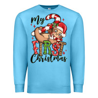 Ocean Blue my first christmas cute christmas sloth Premium Sweatshirt - MaliasSmallBusiness