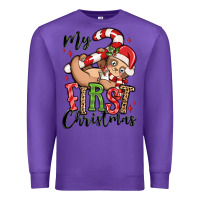 Purple my first christmas cute christmas sloth Premium Sweatshirt - MaliasSmallBusiness