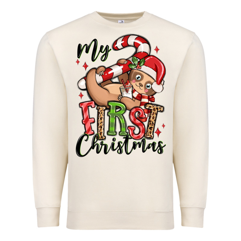My First Christmas Cute Christmas Sloth Premium Sweatshirt by MaliasSmallBusiness | Teevron