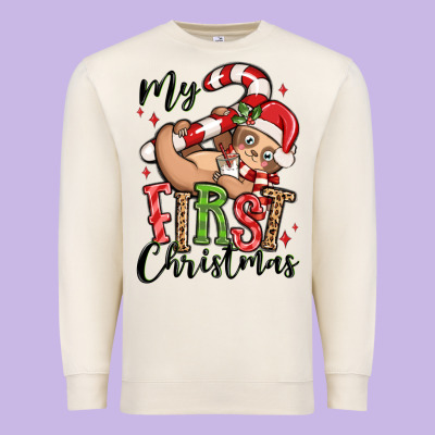 My First Christmas Cute Christmas Sloth Premium Sweatshirt Designed By Maliassmallbusiness