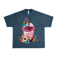 Midnight Navy mexican day of the dead skulls coffee cup Urban Heavy Tee - FaDigitalArtStudio