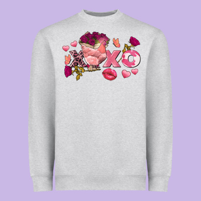 Chicken Valentine's Day Xoxo Heavyweight Sweatshirt Designed By Fadigitalartstudio