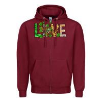 Burgundy love luck with clover Zipper Hoodie - NancyCooperArtShop