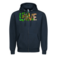 Navy love luck with clover Zipper Hoodie - NancyCooperArtShop