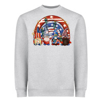 Heather Grey 4th of July rainbow with gnomes Heavyweight Sweatshirt - CowGirlArtShop