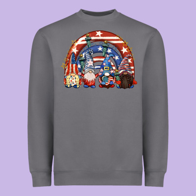 4th Of July Rainbow With Gnomes Heavyweight Sweatshirt Designed By Cowgirlartshop