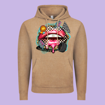 Race Lips Vintage Hoodie Designed By Zillion Design Studio