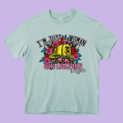 Im Just A Woman Who Loves Her Firefighter Heavy Core Tee Designed By Sublimationcraftshop