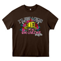 Chocolate Brown im just a woman who loves her firefighter Heavy Core Tee - SublimationCraftShop