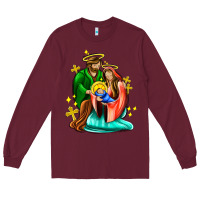 Burgundy oh holy night  with cross ado Long Sleeve Tee - AdoDesignShop