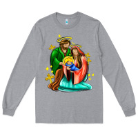 Heather Grey oh holy night  with cross ado Long Sleeve Tee - AdoDesignShop