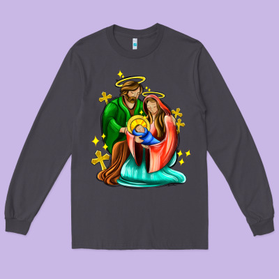 Oh Holy Night  With Cross Ado Long Sleeve Tee Designed By Adodesignshop