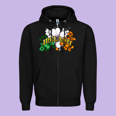 Ireland Flag Zipper Hoodie Designed By Nancycooperartshop