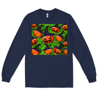 Navy halloween pumpkin tumbler Long Sleeve Tee - BundleAndBundleShop