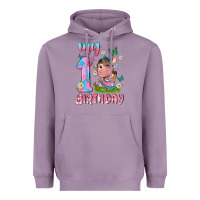 Lavender my 1 st birthday with little cute cow Heavyweight Hoodie - NancyCooperArtShop