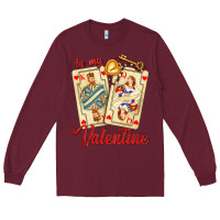 Burgundy be my valentine with playing cards and key Long Sleeve Tee - AdoDesignShop