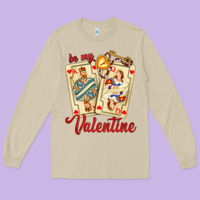 Be My Valentine With Playing Cards And Key Long Sleeve Tee Designed By Adodesignshop