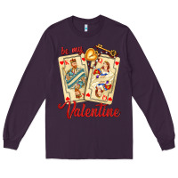 Plum be my valentine with playing cards and key Long Sleeve Tee - AdoDesignShop