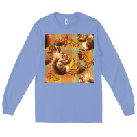 Colony Blue fall squirrel and plaid seamless Long Sleeve Tee - BundleAndBundleShop