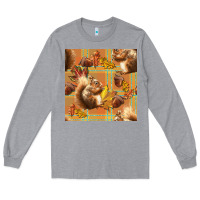 Heather Grey fall squirrel and plaid seamless Long Sleeve Tee - BundleAndBundleShop