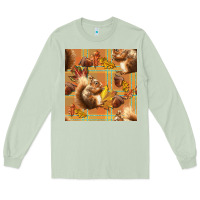 Matcha fall squirrel and plaid seamless Long Sleeve Tee - BundleAndBundleShop