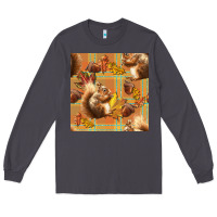 Smoke fall squirrel and plaid seamless Long Sleeve Tee - BundleAndBundleShop
