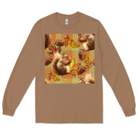 Toasted Coconut fall squirrel and plaid seamless Long Sleeve Tee - BundleAndBundleShop