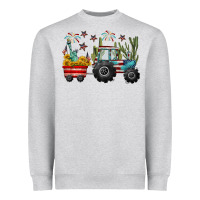 Heather Grey 4th of july tractor Heavyweight Sweatshirt - CowGirlArtShop