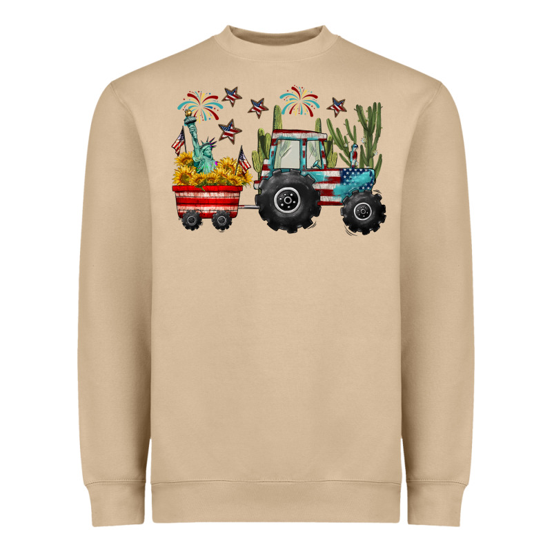 4th Of July Tractor Heavyweight Sweatshirt by CowGirlArtShop | Teevron