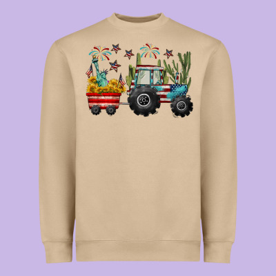 4th Of July Tractor Heavyweight Sweatshirt Designed By Cowgirlartshop