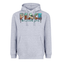 Heather Grey peace be with you cross Heavyweight Hoodie - NancyCooperArtShop