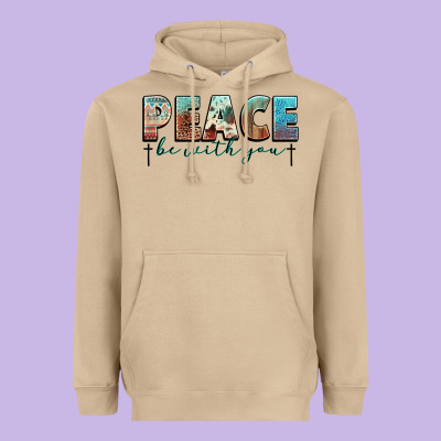 Peace Be With You Cross Heavyweight Hoodie Designed By Nancycooperartshop