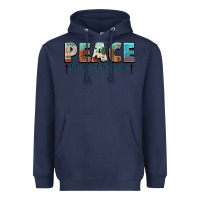 Navy peace be with you cross Heavyweight Hoodie - NancyCooperArtShop