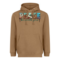 Toasted Coconut peace be with you cross Heavyweight Hoodie - NancyCooperArtShop