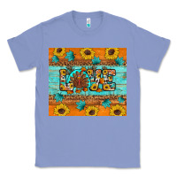 Colony Blue Sunflower Leopard Thanksgiving Love Classic Tee - Artiststas