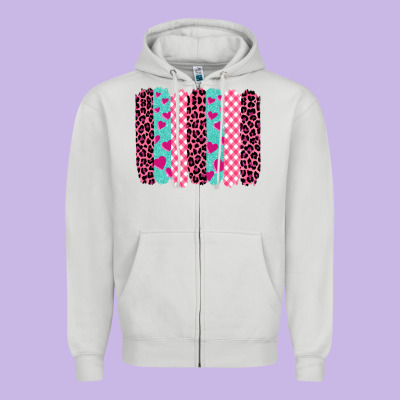 Valentine's Day Brushstrokes Zipper Hoodie Designed By Barkaloodesign