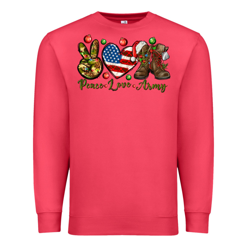 Peace Love Army Christmas Premium Sweatshirt by NancyCooperArtShop | Teevron